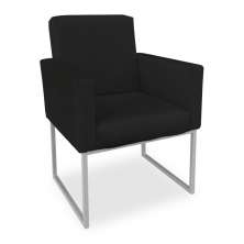 Poltrona Clarice Veludo Preto Base Metálica Industrial Prata - Pallazio