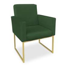 Poltrona Clarice Veludo Verde Base Metálica Industrial Dourado - Pallazio