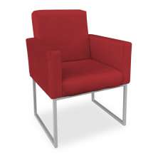 Poltrona Clarice Veludo Vermelho Base Metálica Industrial Prata - Pallazio