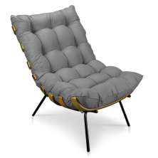 Poltrona Costela Suede Grafite Base Metálica - Pallazio