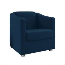 Poltrona Decorativa Ana Suede Azul Marinho Pés Cromado - Pallazio
