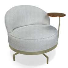 Poltrona Decorativa Andromeda Linho Bouclê Cinza Claro Base Giratória de Ferro - Pallazio