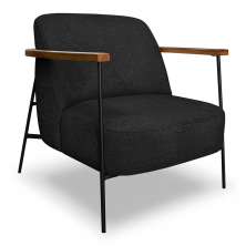 Poltrona Decorativa Celeste Linho Bouclê Preto Base de Ferro Preto - Pallazio