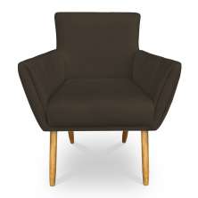 Poltrona Decorativa Leticia Suede Marrom Pés Palito Castanho - Pallazio