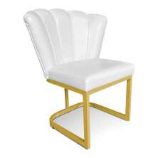 Poltrona Flor Corano Branco Base Metálica Industrial Dourado - Pallazio