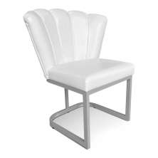 Poltrona Flor Corano Branco Base Metálica Industrial Prata - Pallazio