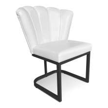Poltrona Flor Corano Branco Base Metálica Industrial Preto - Pallazio