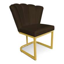 Poltrona Flor Corano Marrom Base Metálica Industrial Dourado - Pallazio