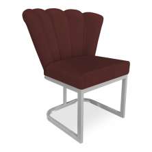 Poltrona Flor Veludo Marsala Base Metálica Industrial Prata - Pallazio