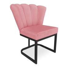 Poltrona Flor Veludo Rosê Base Metálica Industrial Preto - Pallazio