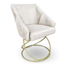 Poltrona Luxo Alana Suede Base de Ferro Dourado - Pallazio
