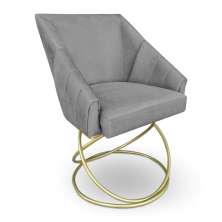 Poltrona Luxo Alana Suede Grafite Base de Ferro Dourado - Pallazio