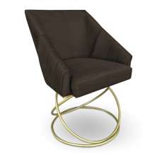 Poltrona Luxo Alana Suede Marrom Base de Ferro Dourado - Pallazio