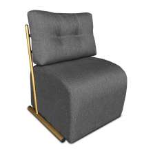 Poltrona Luxo Aurora Linho Grafite Base de Ferro Dourado - Pallazio