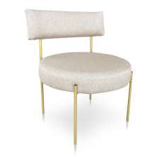 Poltrona Luxo Elora Linho Pés de Ferro Dourado - Pallazio