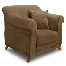 Poltrona Para Sala de Estar Vênus Suede Caramelo Pés Castanho - Pallazio