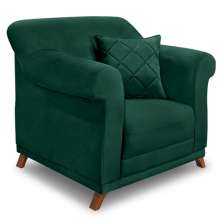 Poltrona Para Sala de Estar Vênus Veludo Verde Floresta Pés Castanho - Pallazio