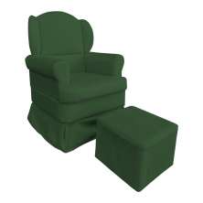 Poltrona de Amamentação com Puff Serena Suede Verde - Pallazio