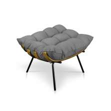 Puff Costela Suede Grafite Base Metálica - Pallazio