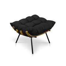 Puff Costela Suede Preto Base Metálica - Pallazio