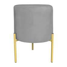 Puff Decorativo Soren Suede Grafite Pés de Ferro Dourado - Pallazio