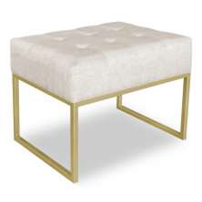 Puff Lisa Suede Base Metálica Industrial Dourado - Pallazio