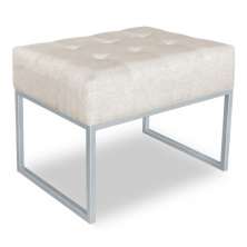 Puff Lisa Suede Base Metálica Industrial Prata - Pallazio