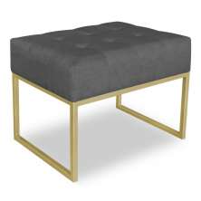 Puff Lisa Suede Grafite Base Metálica Industrial Dourado - Pallazio