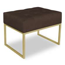 Puff Lisa Suede Marrom Base Metálica Industrial Dourado - Pallazio