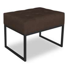 Puff Lisa Suede Marrom Base Metálica Industrial Preto - Pallazio