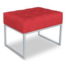 Puff Lisa Suede Vermelho Base Metálica Industrial Prata - Pallazio