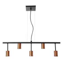 Pendente Trilho Para 5 Lampadas Cor Preto e Cobre