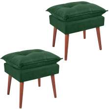 Kit 2 Puff Puf Opall Pes Palito 55x40cm Suede Verde MPassos