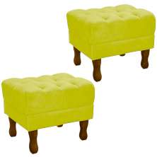 Kit 2 Puff Puf Retro Capitone 52x44cm Suede Amarelo MPassos