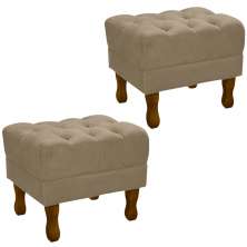 Kit 2 Puff Puf Retro Capitone 52x44cm Suede Capuccino MPassos