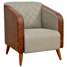 Poltrona Decorativa Silm Pes Em Madeira Bege Marrom MPassos