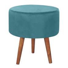 Puff Puf Redondo Pes Palito 44x40cm Suede Azul MPassos