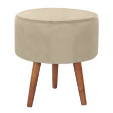 Puff Puf Redondo Pes Palito 44x40cm Suede Bege MPassos