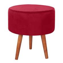Puff Puf Redondo Pes Palito 44x40cm Suede Vermelho MPassos