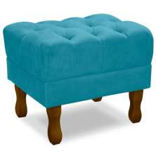 Puff Puf Retro Capitone 52x44cm Suede Azul Tif MPassos