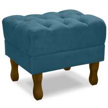 Puff Puf Retro Capitone 52x44cm Suede Azul Turquesa MPassos