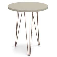 Mesa Lateral Redonda Base Aço Evolution Off White - Patrimar