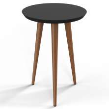 Mesa Lateral Redonda Pés Madeira Luna 440 Off White - Patrimar