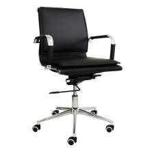 Cadeira Diretor Pelegrin em Couro PU PEL-8003L Preta Design Charles Eames