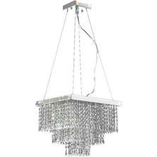 Lustre Cairo Com Base Pendente E Adornos Em Acrílico De Alto Brilho - Cor Cristal