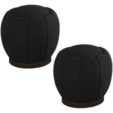 Kit 2 Puff Puf Para Sala Base Metal Chocolate Tull SL 944 Veludo Peer