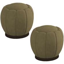 Kit 2 Puff Puf Para Sala Base Metal Chocolate Tull SL 945 Veludo Peer