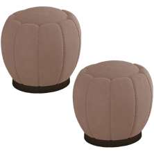 Kit 2 Puff Puf Para Sala Base Metal Chocolate Tull SL 949 Veludo Peer