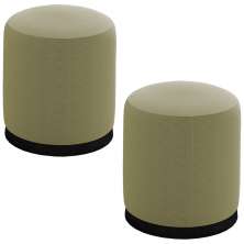 Kit 2 Puff Puf Para Sala Base Metal Preto Saien Linho SL 75 Peer