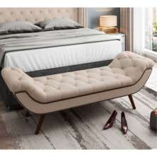 Calçadeira Veneza 195 Para Cama King TCA-941 Veludo Bege Perfan Móveis